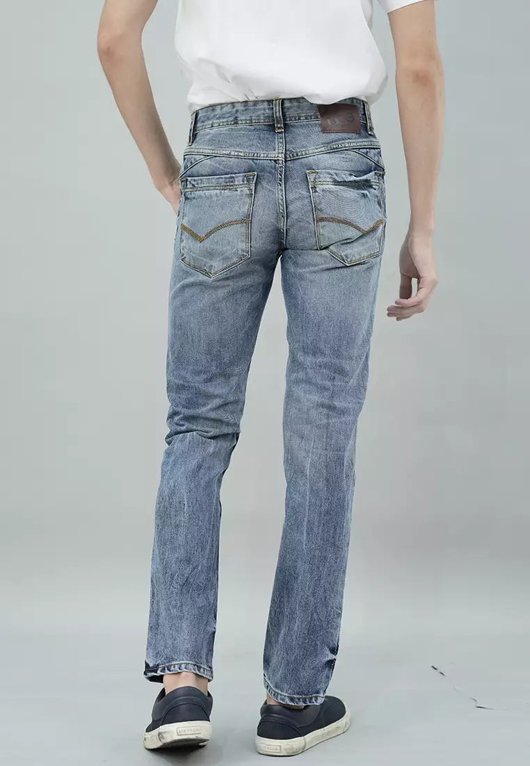 LGS - Celana Jeans Pria - Celana Panjang Jeans Light Blue - Motif Washed - JPF.492.P103.A662.C