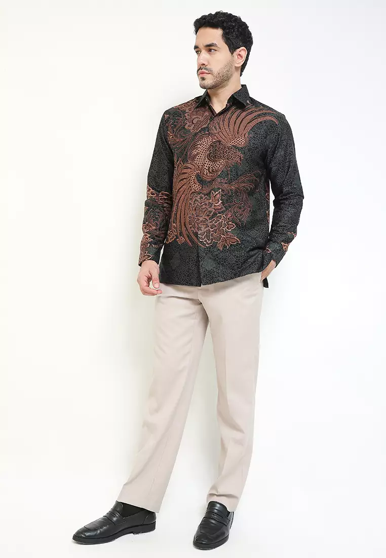 Kemeja Pria Lengan Panjang Furing Hazel Lining Black