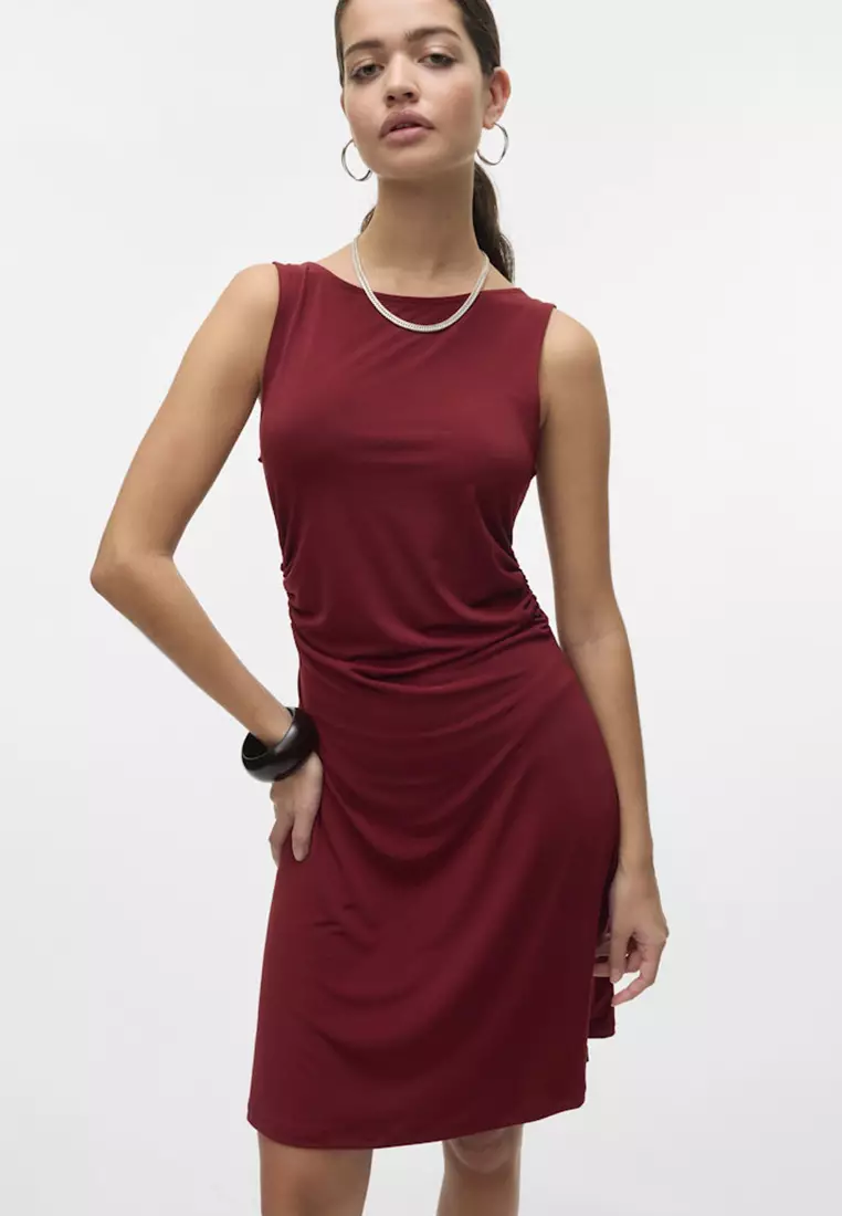 Sleeveless Boat Neck Jersey Dress