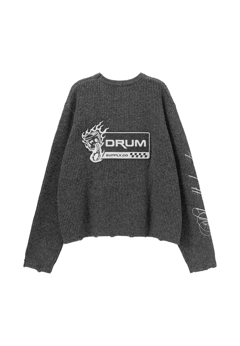DRUM S. 80's Workshop Edition Knitted Jumper- Dark grey
