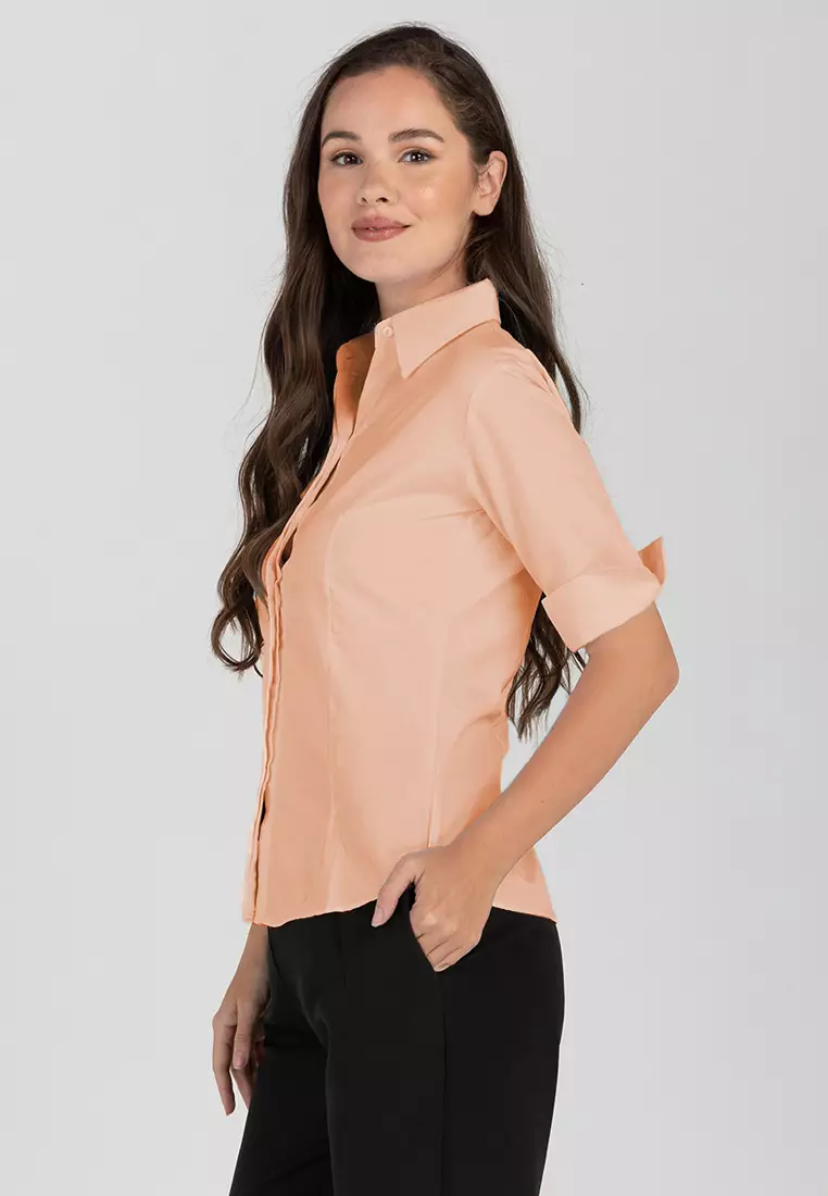 Diana 3/4 Sleeve Pinstripe Button Down Office Blouse