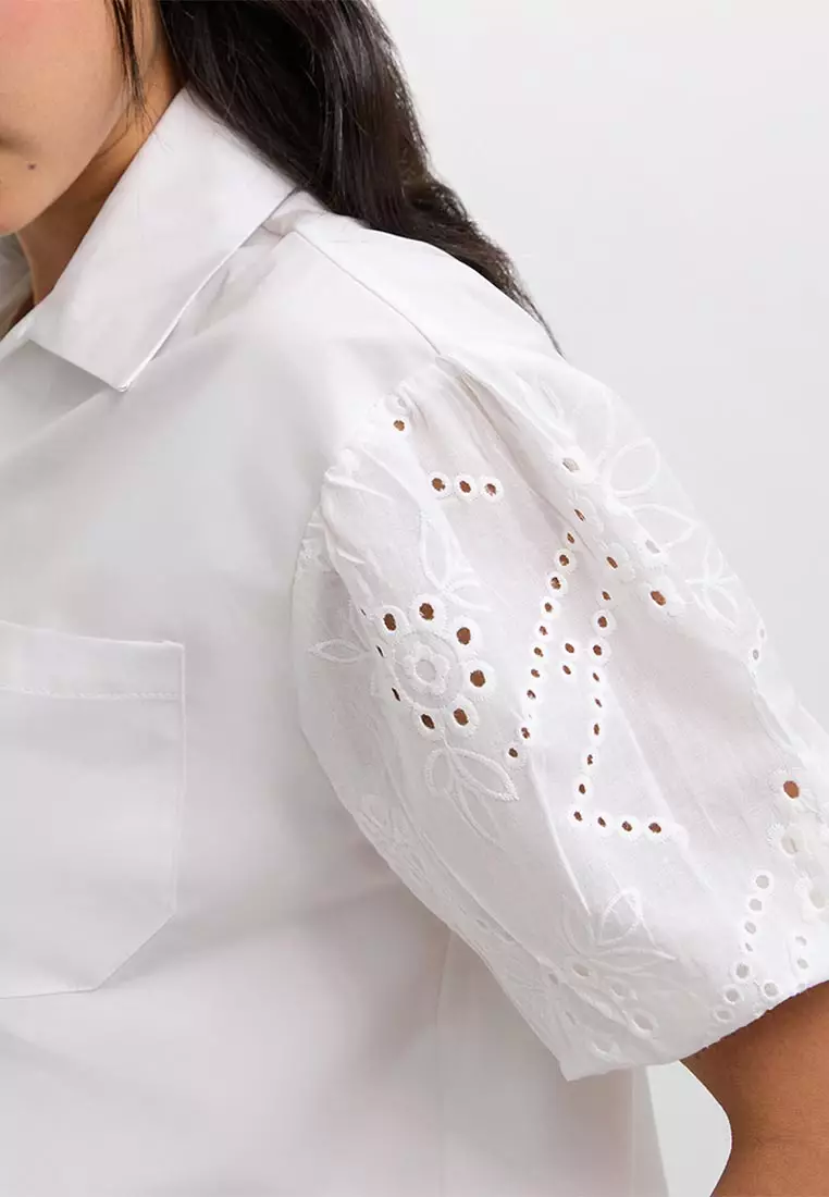 Eyelet Sleeve Top