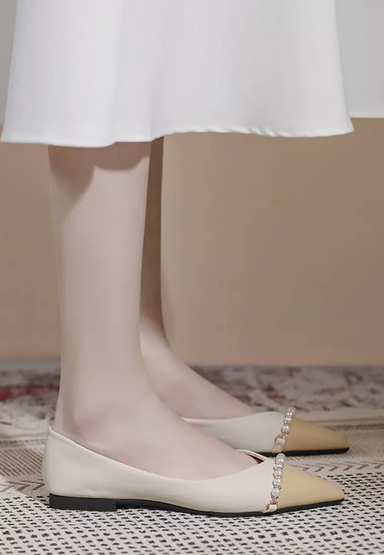 Pearl Embellished Flat Shoes WW373-9