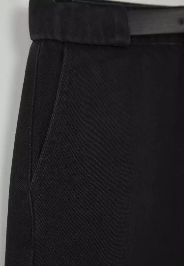 Trendyolmilla Wardrobe Essentials Black More Sustainable Belt Detailed Denim Skirt Twoaw26Et00027