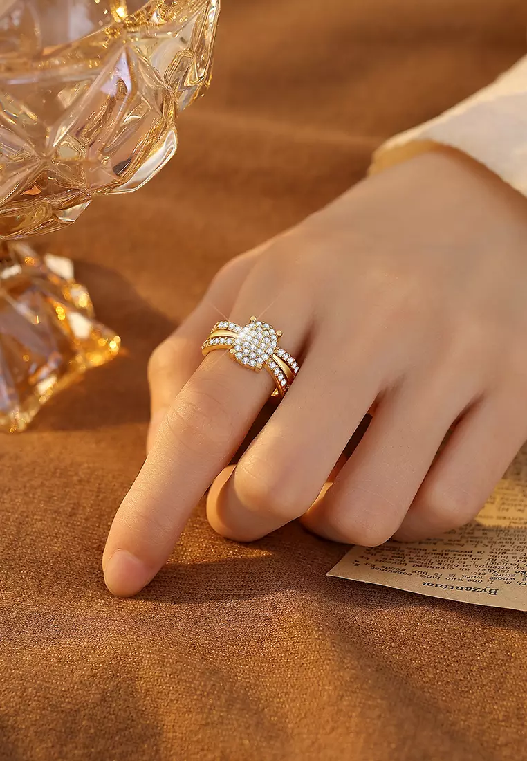 Cincin Wanita R035 Titanium Anti Luntur Free Size Perhiasan