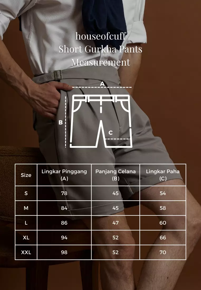 Houseofcuff Celana Pendek High Waist Gurkha Short Pants Abu Abu