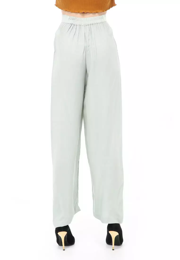 Jourel Celana Panjang Kasual Kulot Highwaist Wanita Style Kancing Resleting Material Rayon ORIGINAL - Grey