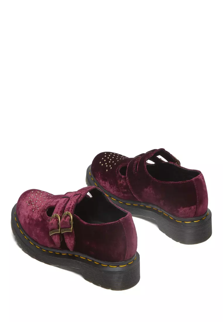8065 Vegan Velvet Mary Jane Shoes Cherry Red Women