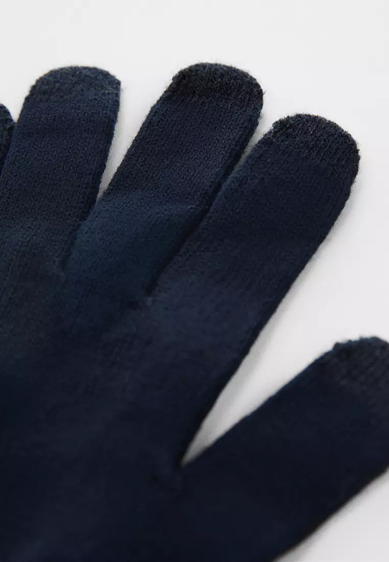 Buy MANGO Man Touchscreen Knitted Gloves in Navy 2024 Online
