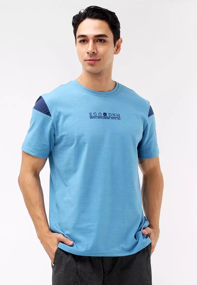 Round Neck Streaky Short Sleeves T-Shirt