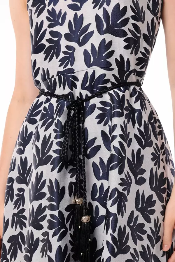 MINIMAL - Ruby - Sleeveless Jacquard Dress - Dark Navy Warna Navy_Dark