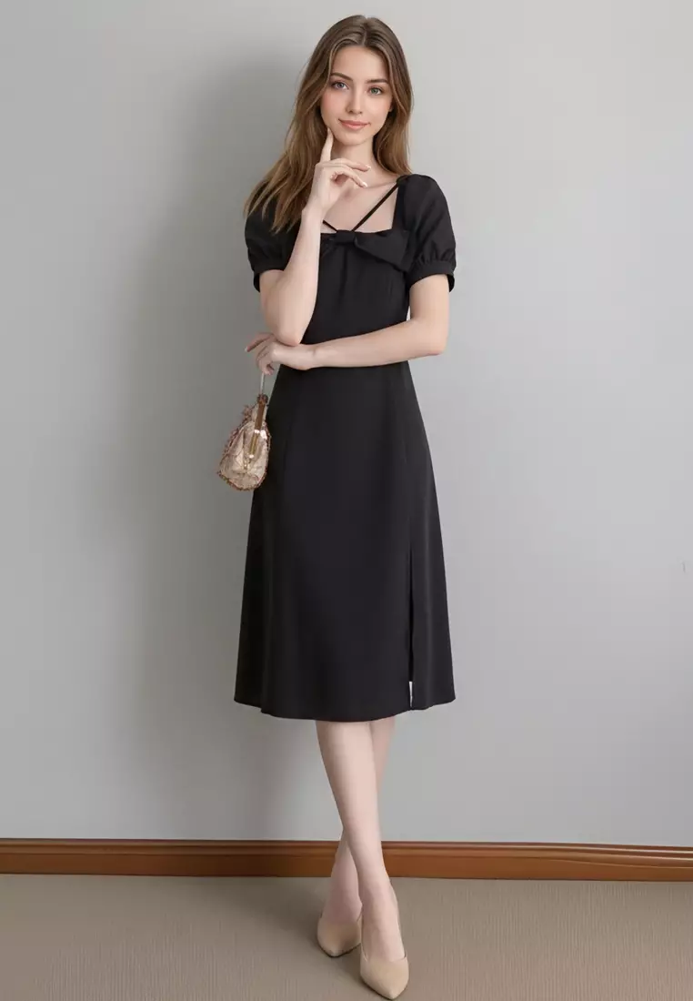 Bow Square Neck Dress