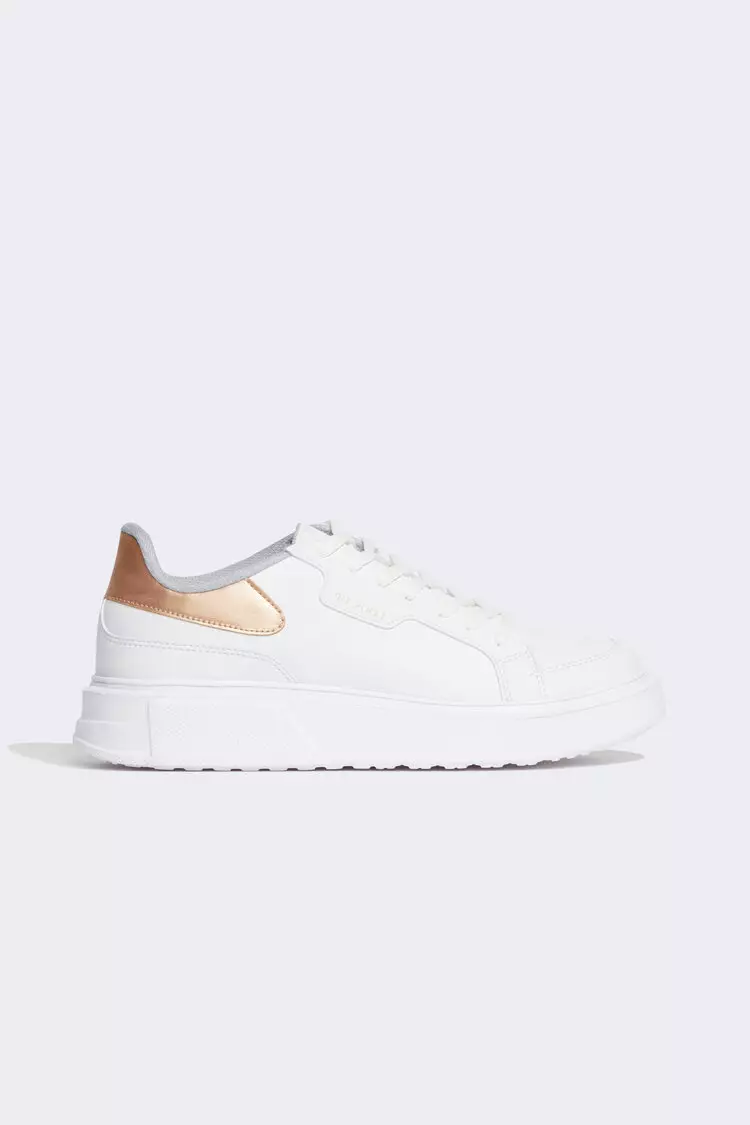 Discount on Defacto  shoes - SKU: Faux Leather Flat Sole Sneaker