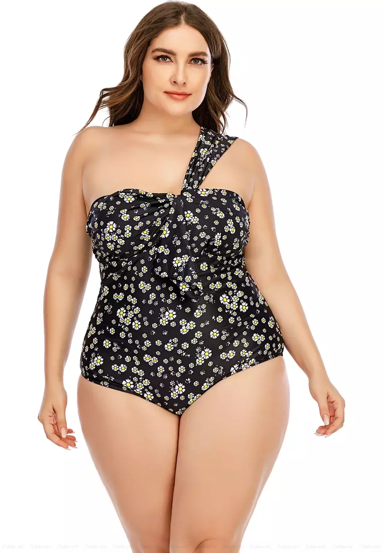 Buy SEA GROVE Plus Size One Shoulder Printed Swimsuit Online