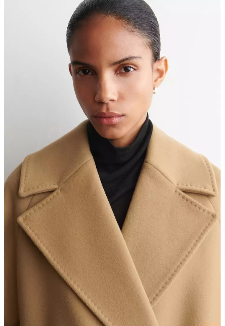 OVERSIZED DOUBLE-BREASTED WOOL LONG COAT