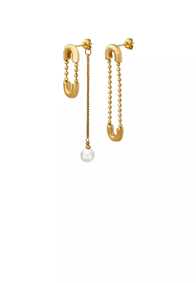 Gold earrings chain models hotsell