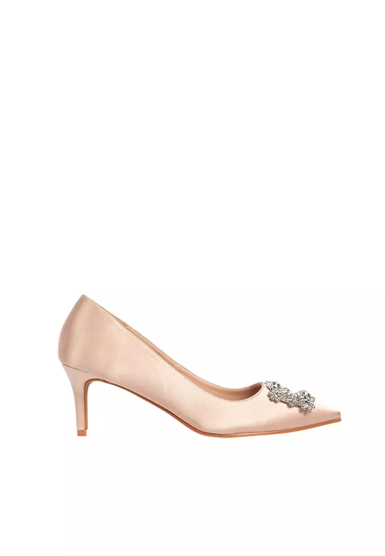 Satin rhinestone heels hotsell
