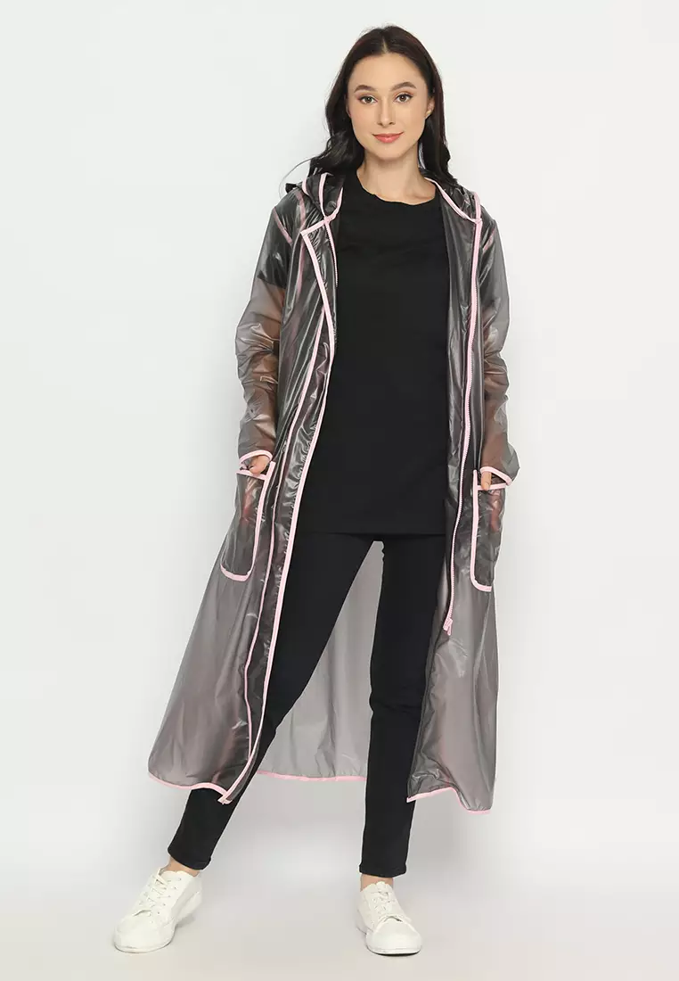 Queeni Raincoat Black-Pink