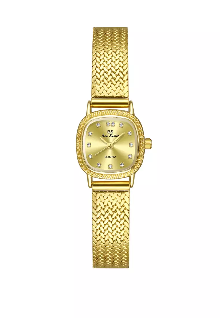 Golden quartz watch outlet