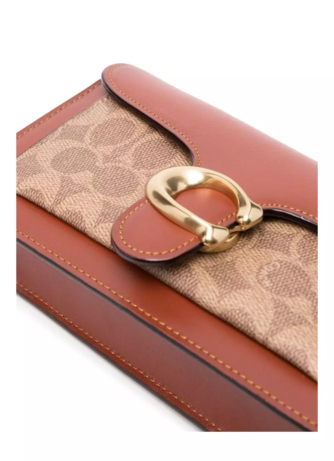 CE774 Tabby Chain Clutch Sign Smooth Leather Tan Rust GHW 