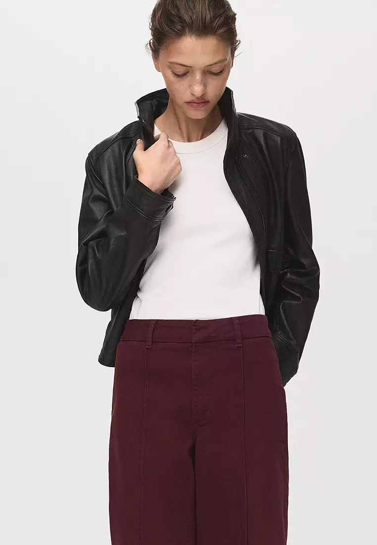 High-Waisted Wide-Leg Jeans With Stitching