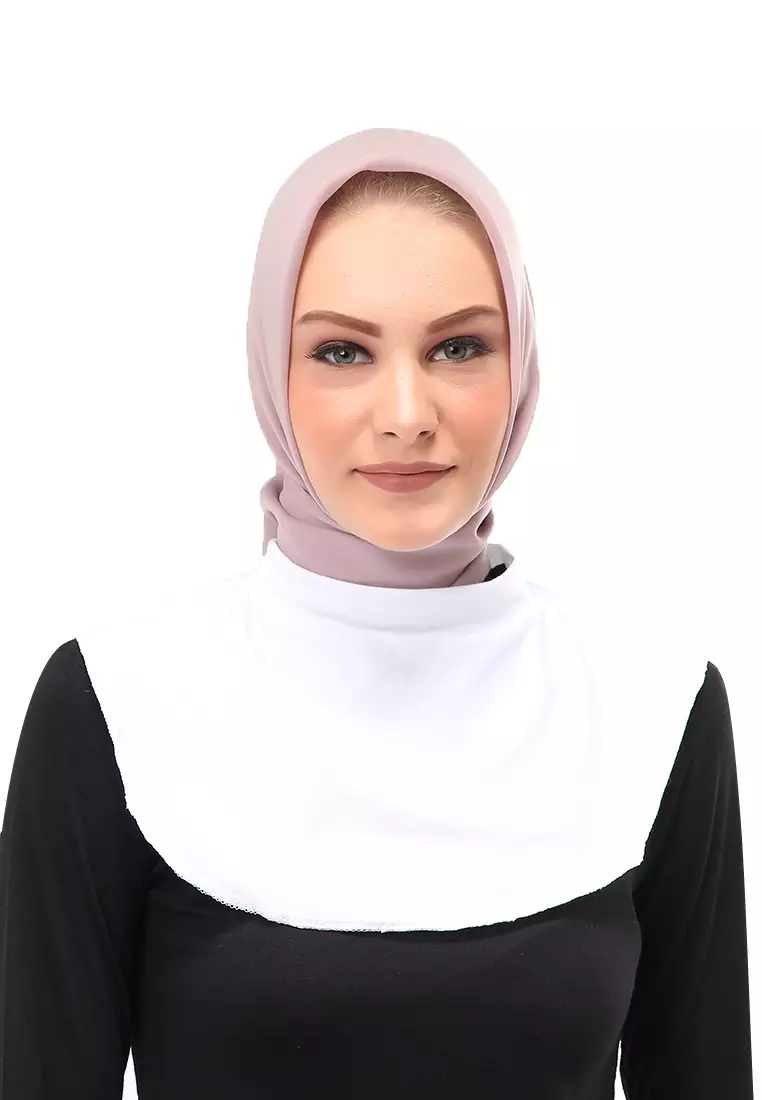 Afifah Manset Leher Polos Muslimah Casual Relaxed Fit - Putih
