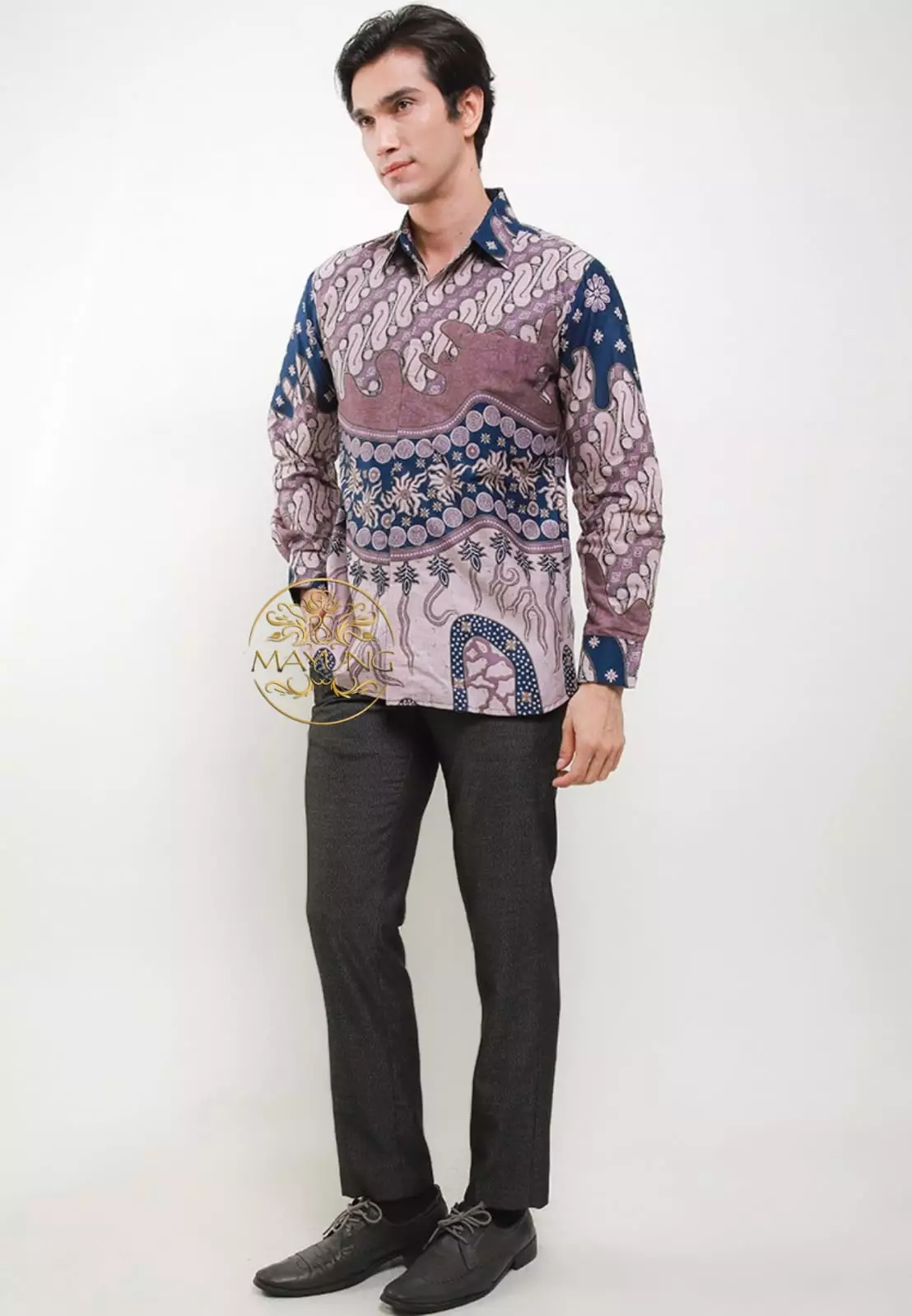Pamungkas Navy Kemeja Batik Pria Premium Slimfit Modern Lengan Panjang