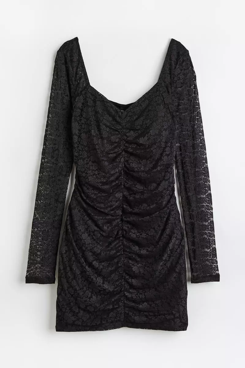 Gathered lace dress