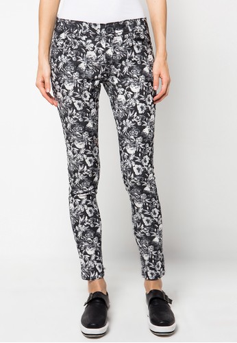 ALESSA Secon Skin Skinny Pants with Floral Motif