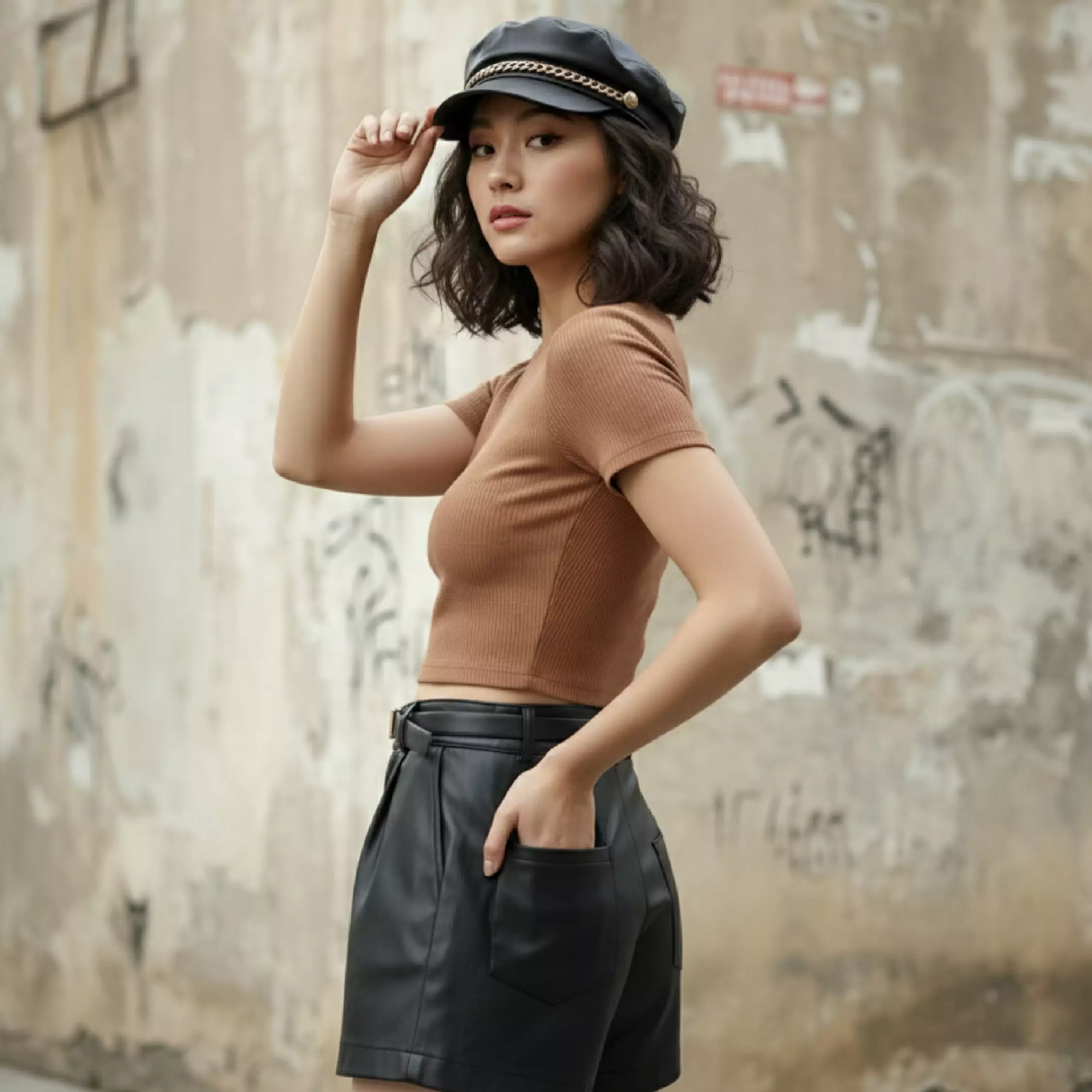 Kale LISA Brown / Atasan Crop Wanita / Kaos Wanita / Baju Cewek