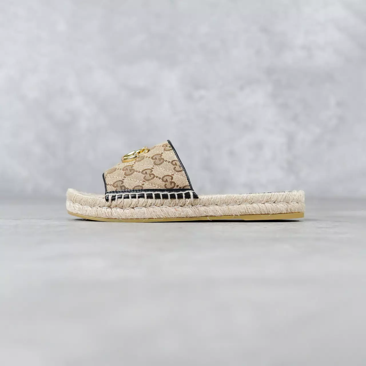 Sandal GUCCI GG MARMONT GHW MONOGRAM BROWN ESPADRILLES SANDAL 100% ORIGINAL
