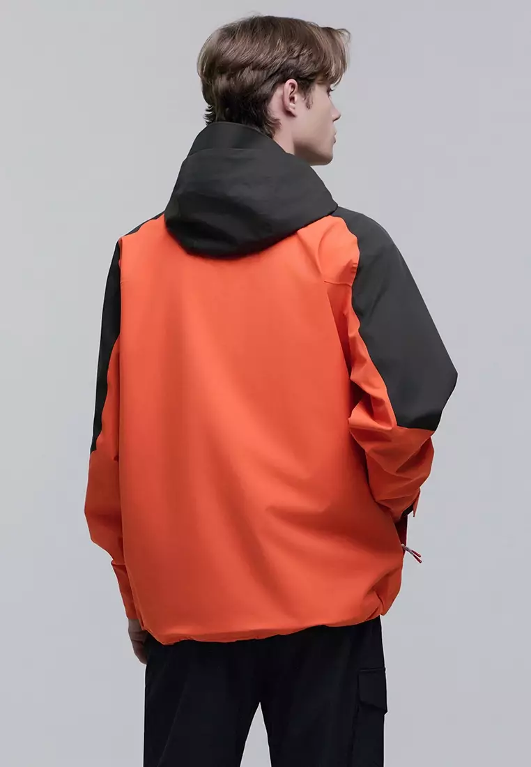 男女同款拼色半寬鬆三層防水風褸