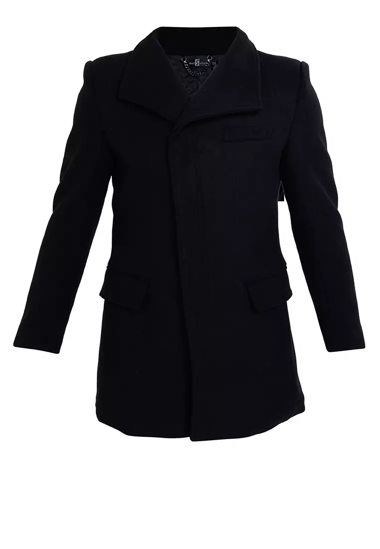Buy Well Suited Slim Fit Asymmetrical Wool Coat 2024 Online | ZALORA ...