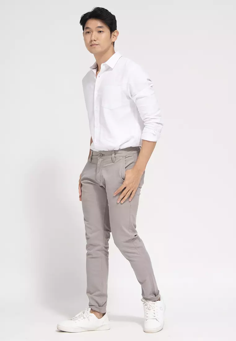 Celana Chinos Cotton Stretch Mid Grey OXCON