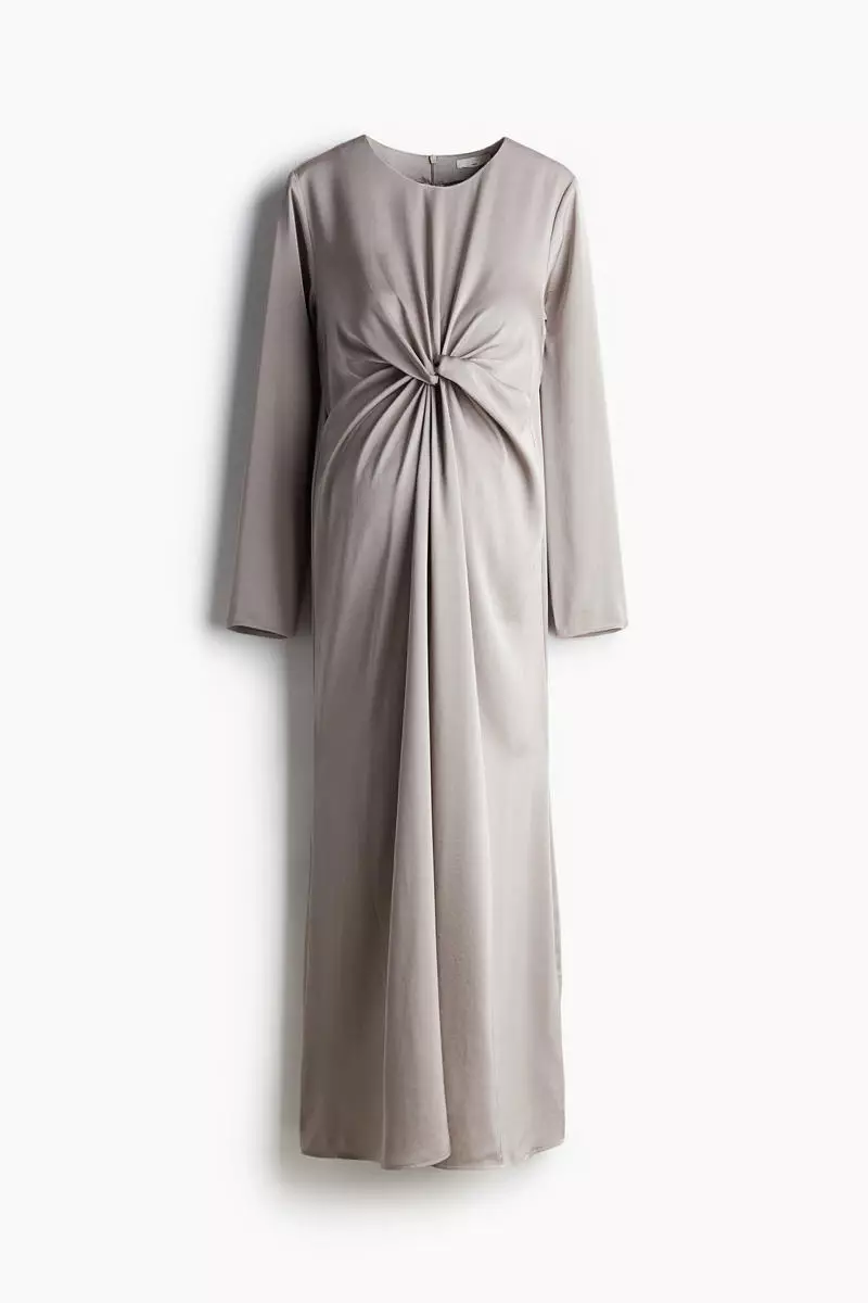 Buy H&M MAMA Draped knot-detail satin dress 2026 Online | ZALORA