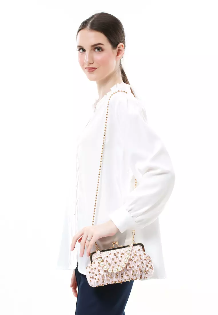 Eilaria Tas Selempang Pesta Wanita Hand Bag Mini Material Leather ORIGINAL - Pink