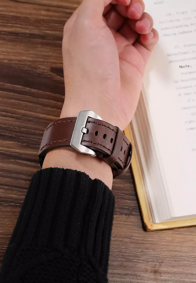 Tali Kulit Asli Jam Tangan Leather Strap 24mm cokelat