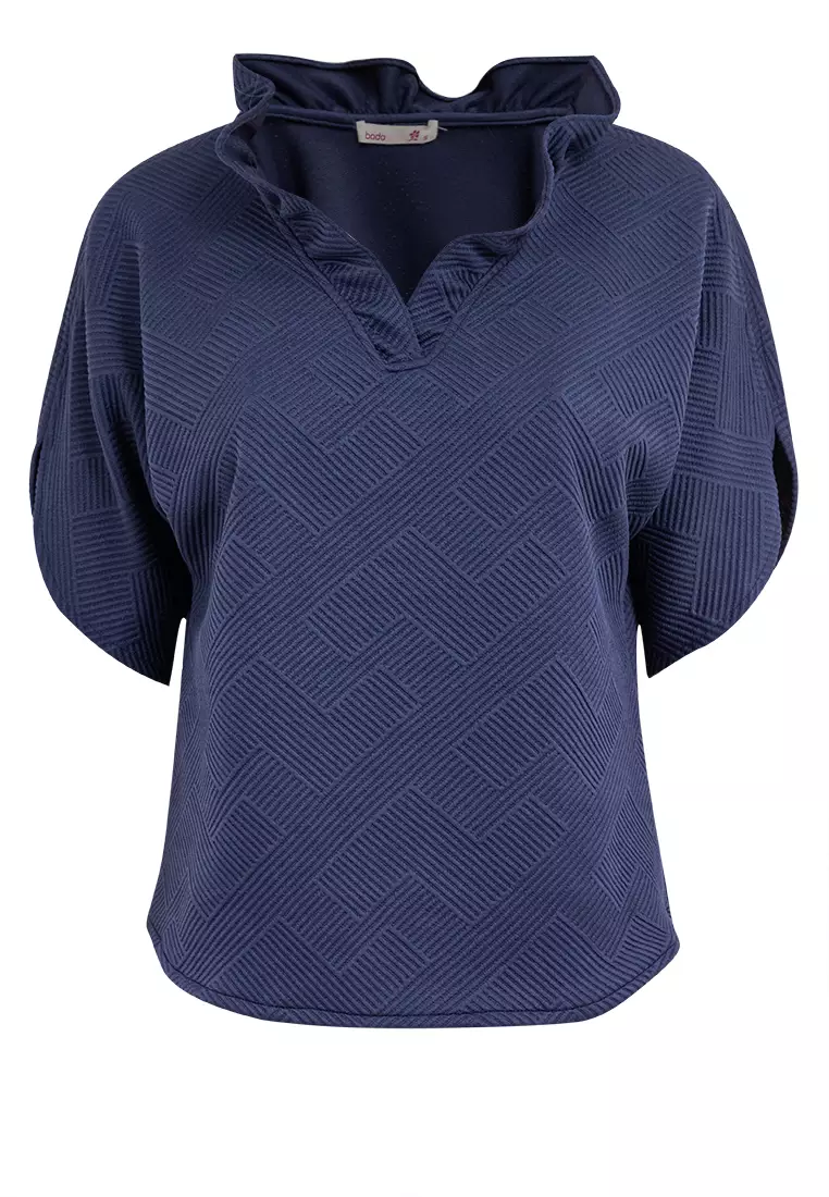 AERYN Textured Flared-Sleeve Blouse
