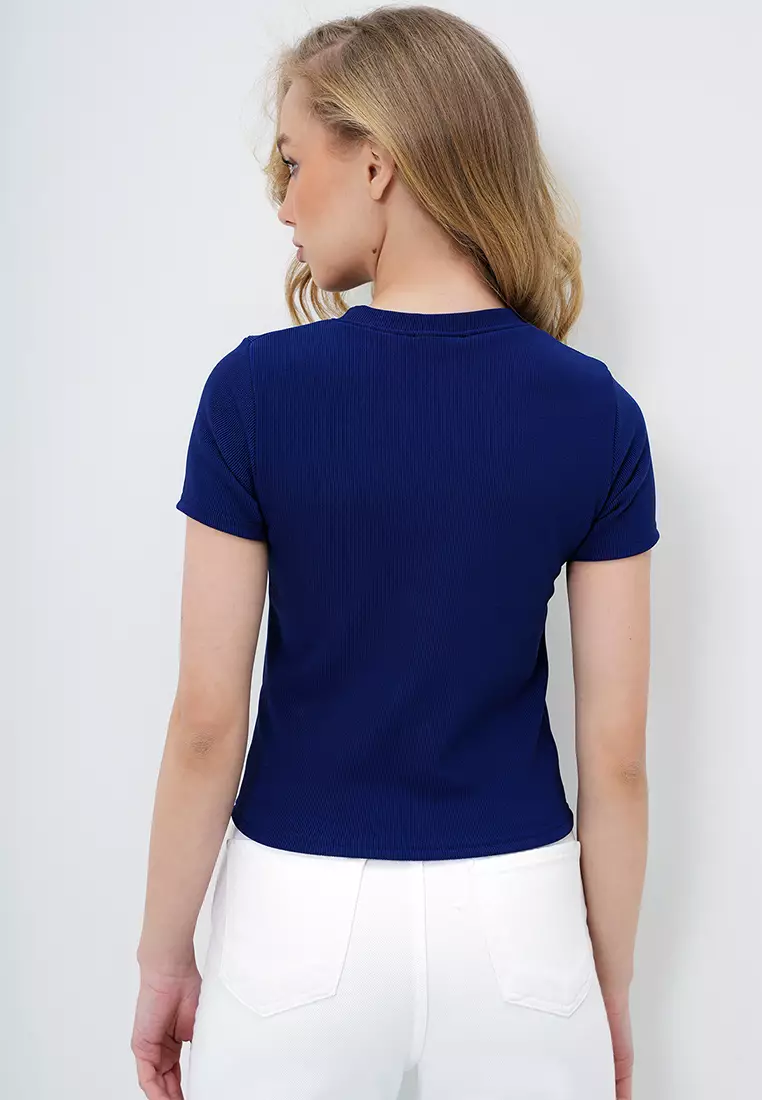 Crew Neck Bow Rib Top