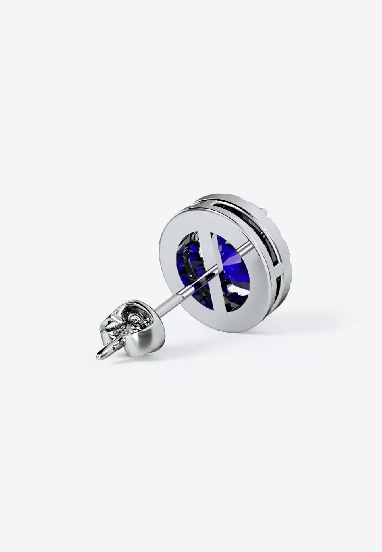 Vinstella Classic Halo Stud Earrings - Sky Sapphire