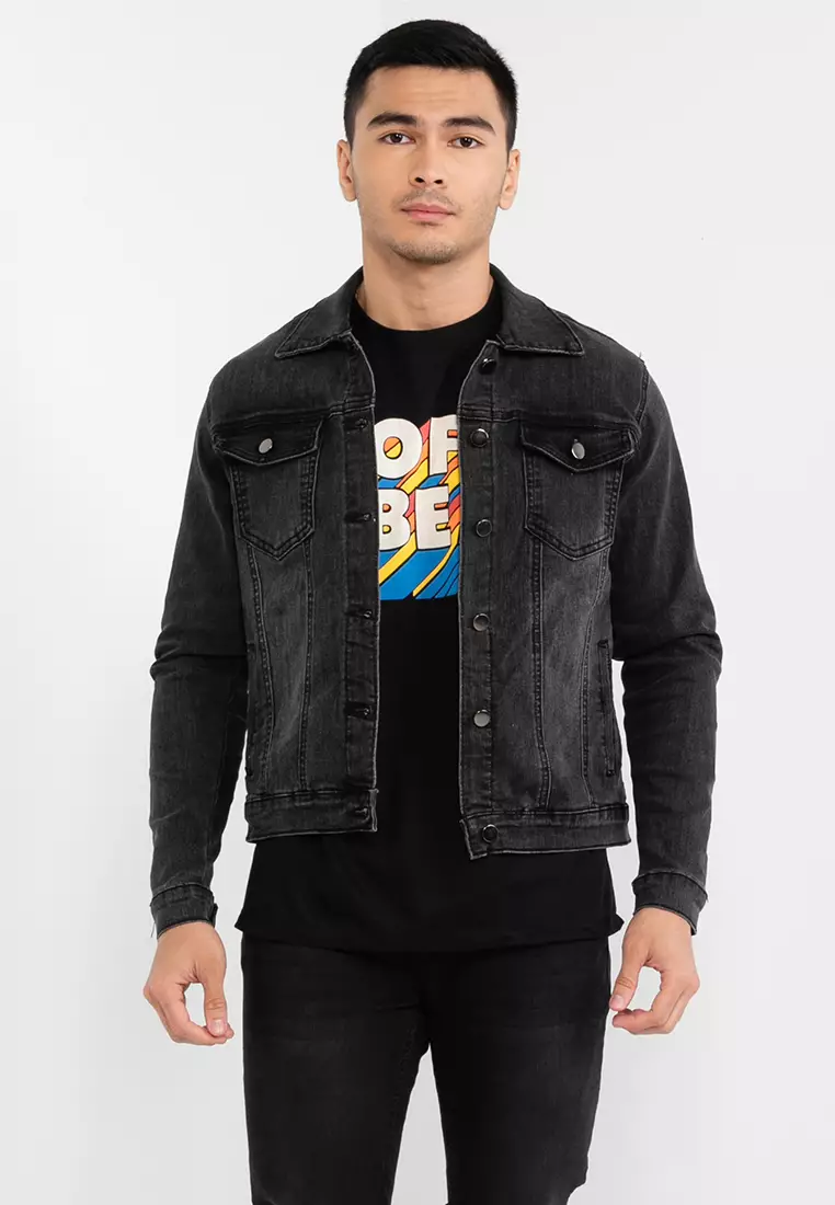 Wash black store denim jacket