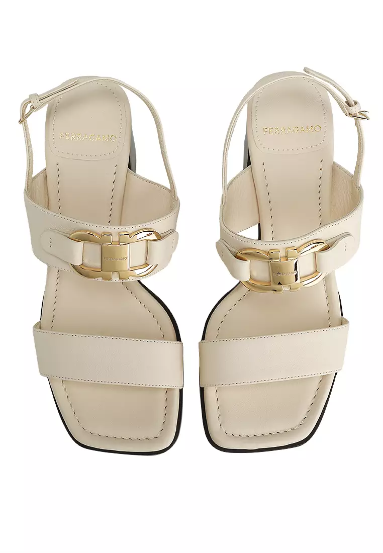 Gancini Ornament Heel Sandals (ct)
