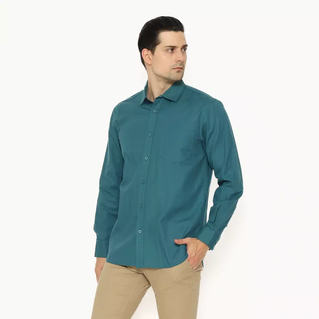 AMK Kemeja Pria Lengan Panjang SHS Benjamin L/s Green