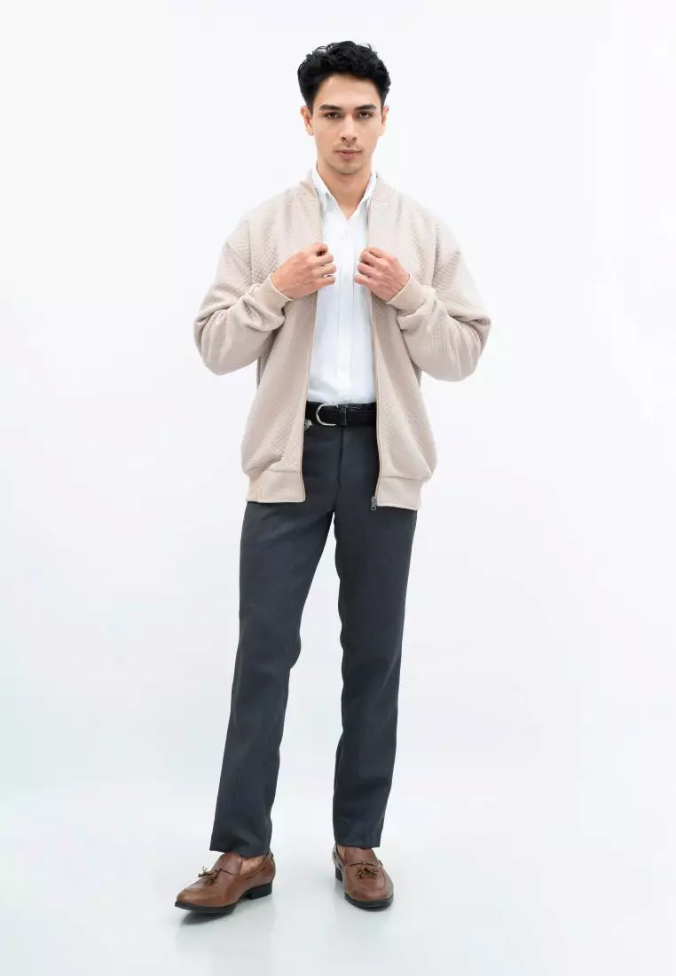 Houseofcuff Jaket Katun Outer Bomber Smart Casual Krem