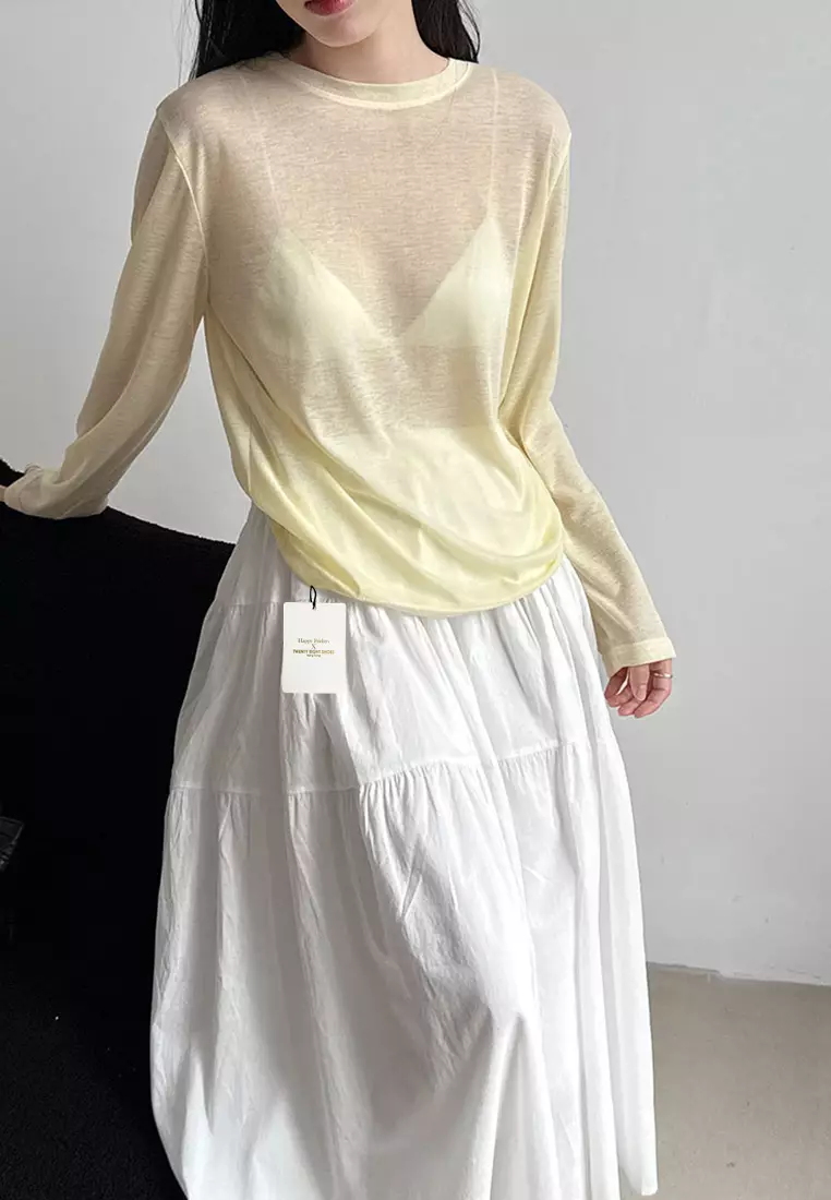 Twenty Eight Shoes Sheer Long-sleeve T-shirt YX725 2025