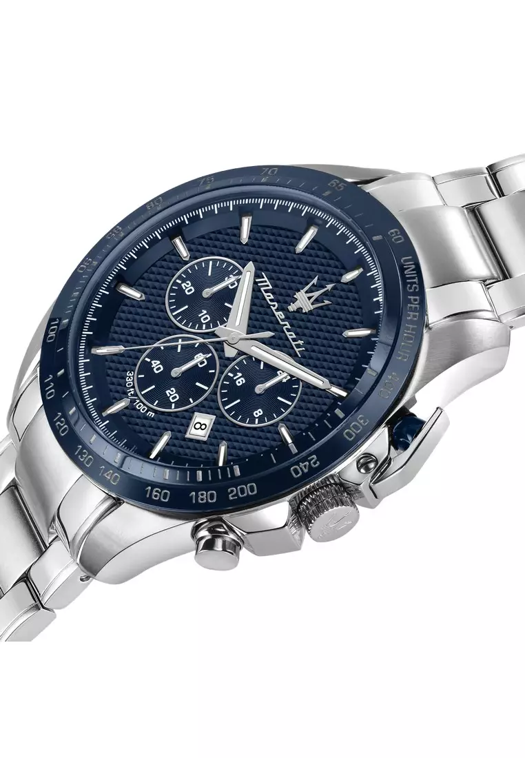 Maserati Traguardo Chronograph Green Dial Silver Steel Strap Watch For Men - R8873612060