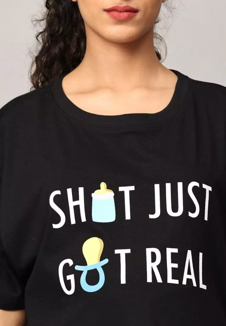 Shit Just Got Real Oversized Mumma T-shirt
