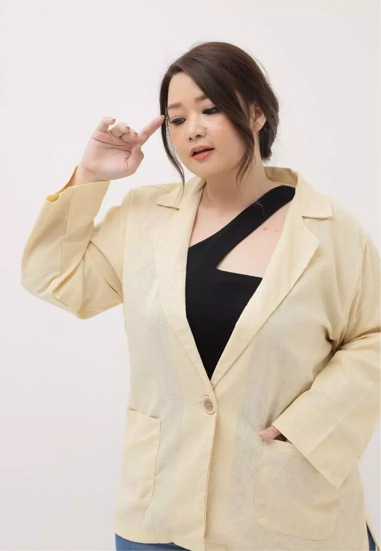 Plus Size Blazer Dal Mi Baby Yellow