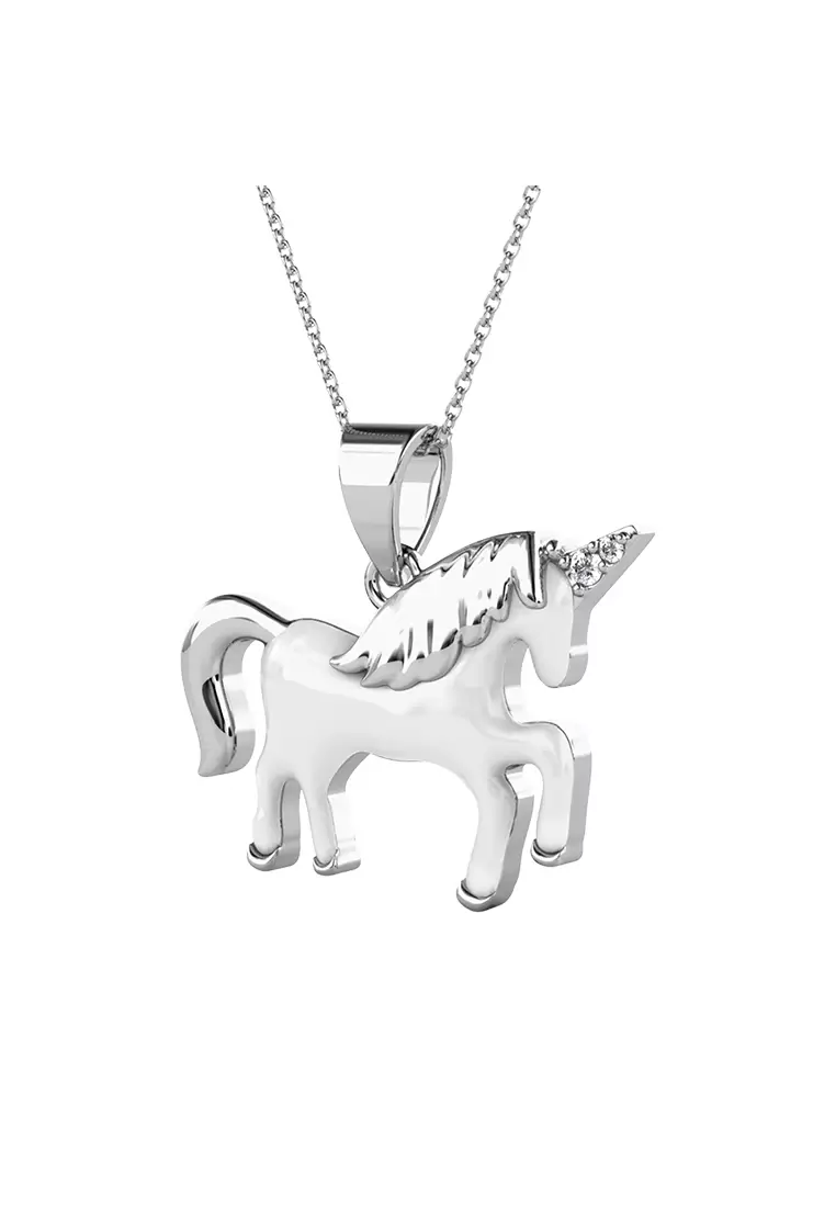 Her Jewellery The Unicorn Pendant White Gold Luxury Crystal Embellishments plated with 18K Gold