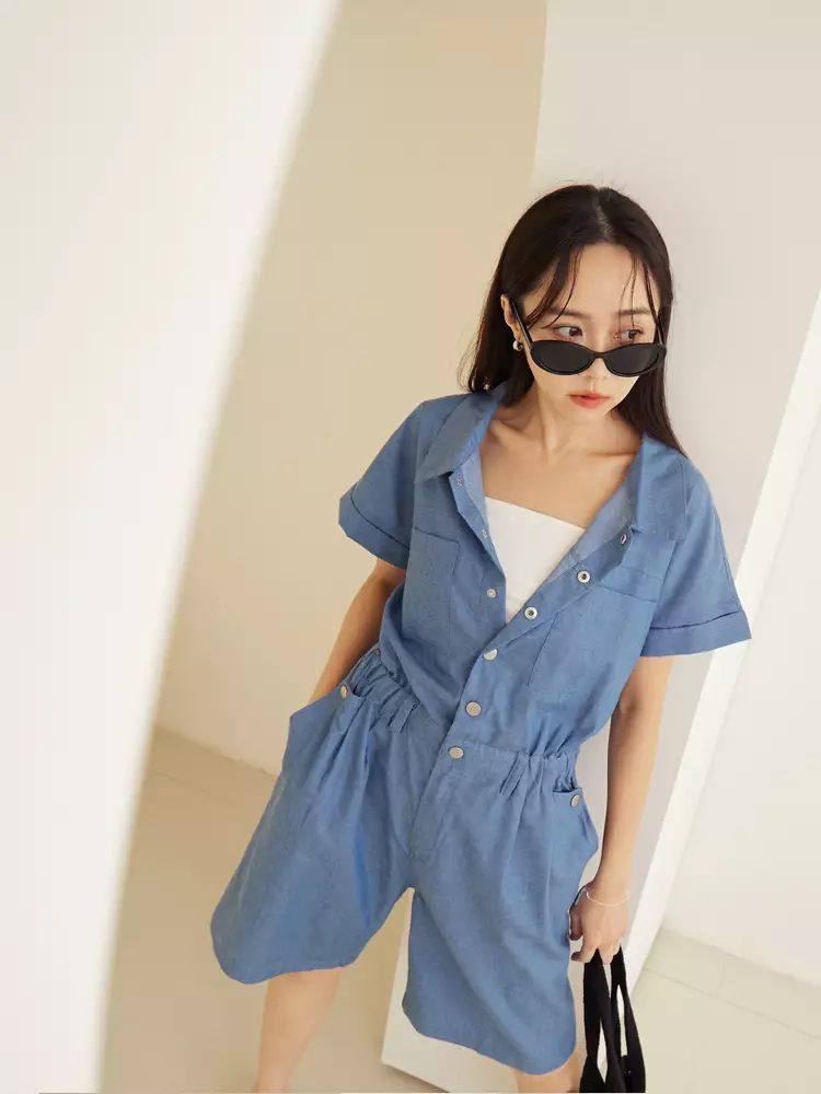 【MALBON】 Casual short sleeve jumpsuit ■WOMAN /追跡付 WHBM_SS Utility